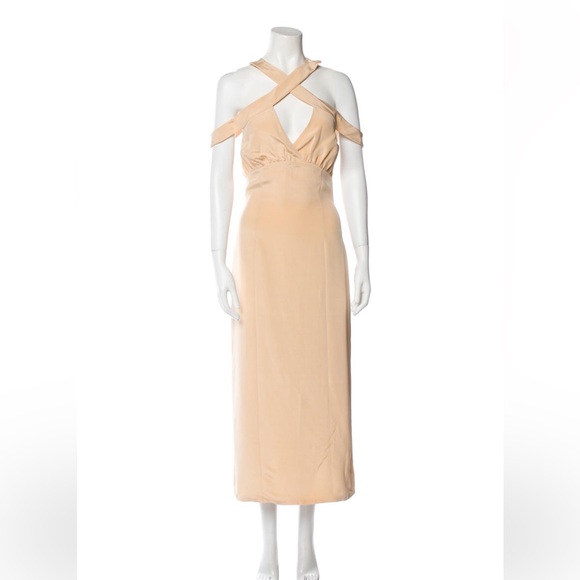 Vivienne Hu Runway Spring V-Neck CutOut Gown Dress Sz 4 Sexy Modern Timeless - Picture 2 of 10